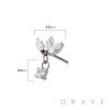 316L SURGICAL STEEL THREADLESS PUSH IN TRIPLE MARQUISE FAN ROUND BEZEL DANGLE CZ TOP PART
